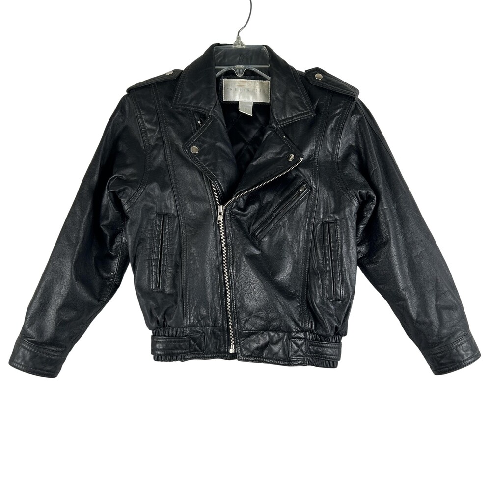 Vintage The Limited Jacket Womens XS Black Leather Moto Biker Cropped 80s Punk